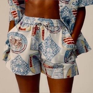 DAMSON MADDER sardines blue crab linen and cotton shorts